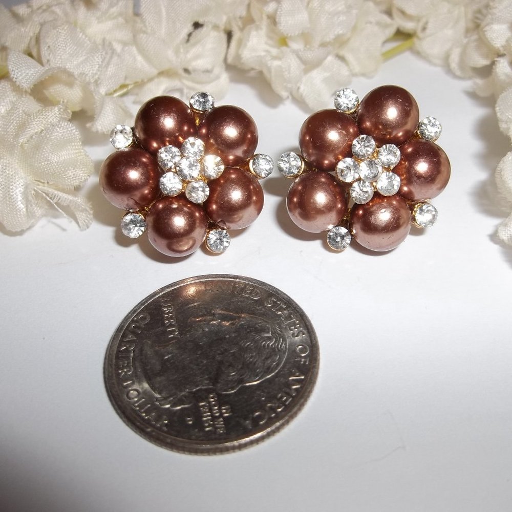Pre-owned, Earring, Brown Pearl Earring, Brown Earrings, Pearl Earrings, 7725 - Picture 2 of 5
